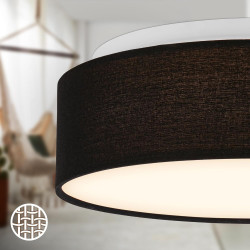 BRILONER - Plafonnier LED avec abat-jour en tissu, 16 W 2800 lm, lumière blanc chaud, lustre salon, chambre, luminaire cuisine, 