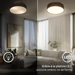 BRILONER - Plafonnier LED avec abat-jour en tissu, 16 W 2800 lm, lumière blanc chaud, lustre salon, chambre, luminaire cuisine, 