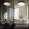 BRILONER - Plafonnier LED avec abat-jour en tissu, 16 W 2800 lm, lumière blanc chaud, lustre salon, chambre, luminaire cuisine, 