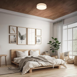 Briloner - plafonnier led avec abat-jour en tissu, 24 w 2600 lm, lumière blanc chaud, lustre salon, chambre, luminaire cuisine, 