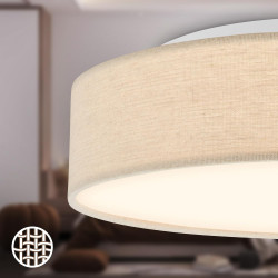 Briloner - plafonnier led avec abat-jour en tissu, 24 w 2600 lm, lumière blanc chaud, lustre salon, chambre, luminaire cuisine, 
