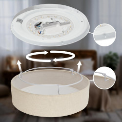 Briloner - plafonnier led avec abat-jour en tissu, 24 w 2600 lm, lumière blanc chaud, lustre salon, chambre, luminaire cuisine, 