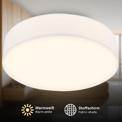 BRILONER - Plafonnier LED avec abat-jour en tissu, 24 W 2600 lm, lumière blanc chaud, lustre salon, chambre, luminaire cuisine, 