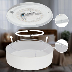 BRILONER - Plafonnier LED avec abat-jour en tissu, 24 W 2600 lm, lumière blanc chaud, lustre salon, chambre, luminaire cuisine, 