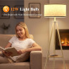 Lampadaire Trépied LED sur Pied Salon avec Étagères de Rangement - 12W Lampe sur Pied Bois avec Télécommande & Ampoule, Lampe Li
