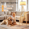Lampadaire Trépied LED sur Pied Salon avec Étagères de Rangement - 12W Lampe sur Pied Bois avec Télécommande & Ampoule, Lampe Li