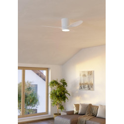EGLO Ventilateur de plafond LED Baracarès, 3 pales, éclairage dimmable | télécommande, minuterie, moteur DC, lumière blanc chaud