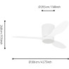 EGLO Ventilateur de plafond LED Baracarès, 3 pales, éclairage dimmable | télécommande, minuterie, moteur DC, lumière blanc chaud