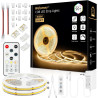 Bande LED COB de 20 m - Blanc chaud - 3000 K - 24 V - Intensité variable - Flexible - Avec bloc d'alimentation et télécommande R