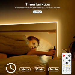 Bande LED COB de 20 m - Blanc chaud - 3000 K - 24 V - Intensité variable - Flexible - Avec bloc d'alimentation et télécommande R