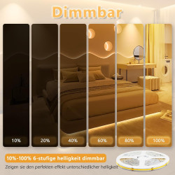 Bande LED COB - 10 m - Blanc chaud - 3000 K - Intensité variable - 24 V - Flexible - Avec bloc d'alimentation et télécommande RF