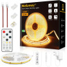 Wefomey 10M COB Ruban LED Blanc Chaud 3000K 324LED/M CRI90 Haute Luminosité 24V Dimmable avec Télécommande et Alimentation, Pour