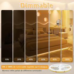 Wefomey 10M COB Ruban LED Blanc Chaud 3000K 324LED/M CRI90 Haute Luminosité 24V Dimmable avec Télécommande et Alimentation, Pour