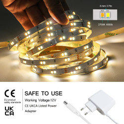 Wefomey Ruban LED 20M Blanc Chaud Dimmable 2700K-6500K LED Blanc Chaud avec Alimentation et Télécommande, Ruban Flexible Strip B