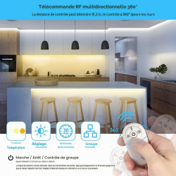 Wefomey 30M Ruban LED Blanc Chaud à Blanc Froid 2700k à 6500k Dimmable, Bande LED 24V avec App Contrôle, Alimentation et Télécom