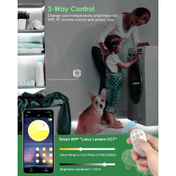 Wefomey Ruban LED Blanc Chaud avec Detecteur de Mouvement, 3M Imperméable Dimmable 2700-6500K Bande LED Blanc Froid pour Cuisine