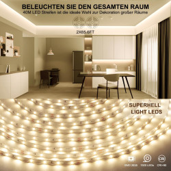 Wefomey Bande LED 40 m, 4000 K, 24 V, flexible, flexible, à intensité variable, pour cuisine, fête, chambre à coucher
