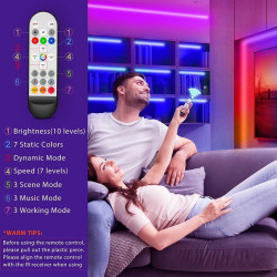 Ruban LED 4M LED Chambre RGB Bande LED Multicolore App Contrôle, Bande 12V avec Télécommande et Prise, Kit D'éclairage à Intensi