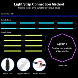 Ruban LED 4M LED Chambre RGB Bande LED Multicolore App Contrôle, Bande 12V avec Télécommande et Prise, Kit D'éclairage à Intensi