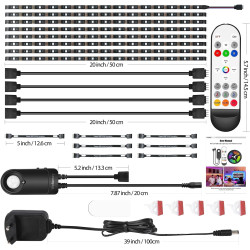 Ruban LED 4M LED Chambre RGB Bande LED Multicolore App Contrôle, Bande 12V avec Télécommande et Prise, Kit D'éclairage à Intensi