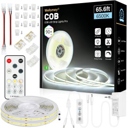 Bande LED COB de 20 m, bande LED à intensité variable de 24 V, blanc froid 6500 K, largeur de 8 mm, CRI 90+, bande lumineuse LED