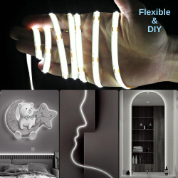 Bande LED COB de 20 m, bande LED à intensité variable de 24 V, blanc froid 6500 K, largeur de 8 mm, CRI 90+, bande lumineuse LED