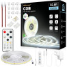 Bande LED COB 10 m, blanc froid 6500 K, 24 V à intensité variable, flexible, avec bloc d'alimentation et télécommande, 8 mm de l
