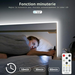 Bande LED COB 10 m, blanc froid 6500 K, 24 V à intensité variable, flexible, avec bloc d'alimentation et télécommande, 8 mm de l