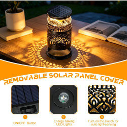 Lot de 2 lampes solaires SGZIOO pour clôture, extérieur, lanternes solaires mandala, étanches, marche / arrêt automatique, pour 