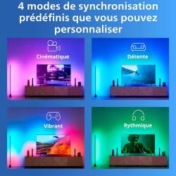 Philips Smart LED Sync Box LED HDMI avec rétroéclairage TV, ruban LED RGBIC pour TV 55-65", synchronisation films, musique, HDMI