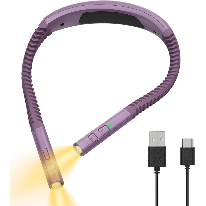 Zivacate Lampe de Lecture de Cou Rechargeable, 3 Températures & 5 Niveaux Réglables, Mains Libres, Minuterie 30/60 Min, Gradatio