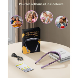 Zivacate Lampe de Lecture de Cou Rechargeable, 3 Températures & 5 Niveaux Réglables, Mains Libres, Minuterie 30/60 Min, Gradatio