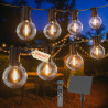 Guirlande lumineuse solaire d'extérieur G40 20 m USB ou solaire à double charge 24 V avec télécommande, minuteur, 30 ampoules in