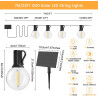 Guirlande lumineuse solaire d'extérieur G40 7 m USB ou solaire à double charge 24 V avec télécommande, minuteur à intensité vari