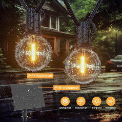 Guirlande lumineuse solaire d'extérieur G40 10 m USB ou solaire double charge 24 V avec télécommande à intensité variable, minut