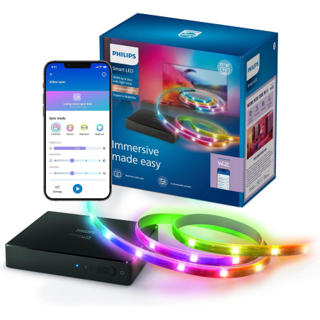 Philips Smart LED HDMI Sync Box with TV Backlight, RGBIC LED Strip for 75-85" TV, Sync with Movies, Music, HDMI 2.0, 4K at 60Hz,