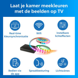 Philips Smart Lighting HDMI Sync Box 2.1 8 K, Rétroéclairage TV 55-65 pouces, Ruban LED RGBIC, Taux de Rafraîchissement Ultra-Ra