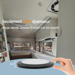 Dream Lighting Plafonnier rond 12 V pour caravane, 12,7 cm, 12,7 cm, 5 W, intensité variable, blanc chaud 3000 K, boîtier noir, 