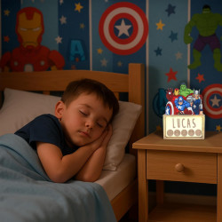 WONDEE Lampe Marvel Les Vengeurs Personnalisable avec Lettres et Dessins, Veilleuse Enfant et Bebe Personnalisée Iron Man, Hulk,
