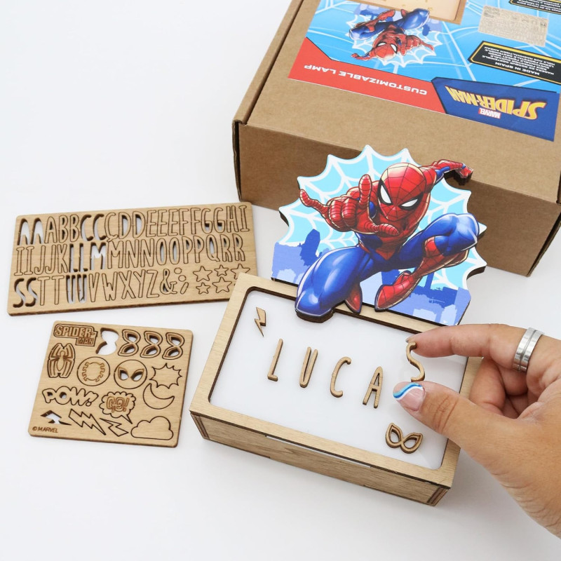 WONDEE Lampe Spider-Man Personnalisable avec Lettres et Dessins, Veilleuse Enfant et Bebe Personnalisée Marvel Spiderman - Decor