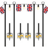 Lot de 4 poteaux lumineux de 3 m avec crochet en métal pour éclairage extérieur, fête, terrasse, jardin, jardin, jardin, mariage