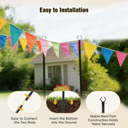 Lot de 2 Guirlandes Lumineuses de 3M, Poteaux Lumineux pour Guirlandes Lumineuses Extérieures avec Crochets Métalliques Idéaux p