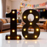 Chiffres lumineux LED - Chiffres lumineux - Chiffres 18 - 21,6 cm - Chiffres lumineux pour 18e anniversaire - Décoration de mari