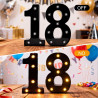 Chiffres lumineux LED - Chiffres lumineux - Chiffres 18 - 21,6 cm - Chiffres lumineux pour 18e anniversaire - Décoration de mari