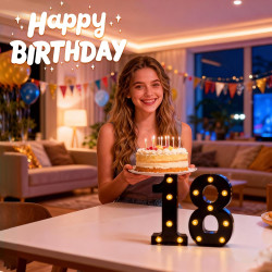 Chiffres lumineux LED - Chiffres lumineux - Chiffres 18 - 21,6 cm - Chiffres lumineux pour 18e anniversaire - Décoration de mari