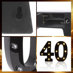 Chiffres lumineux à LED - Chiffres lumineux - Chiffres 40 - 21,6 cm - Chiffres lumineux pour 40e anniversaire - Décoration de ma