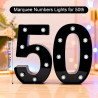 Chiffres lumineux LED - Chiffres lumineux - Chiffres 50 - 21,6 cm - Chiffres lumineux pour 50e anniversaire - Décoration de mari