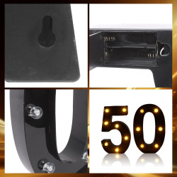 Chiffres lumineux LED - Chiffres lumineux - Chiffres 50 - 21,6 cm - Chiffres lumineux pour 50e anniversaire - Décoration de mari