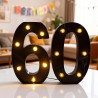 Chiffres lumineux à LED - Chiffres lumineux 60 - 21,6 cm - Chiffres lumineux pour 60e anniversaire - Décoration de mariage - Déc