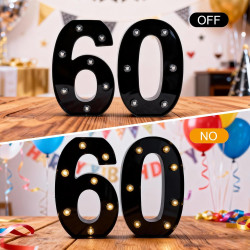 Chiffres lumineux à LED - Chiffres lumineux 60 - 21,6 cm - Chiffres lumineux pour 60e anniversaire - Décoration de mariage - Déc